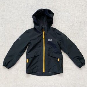 Jack Wolfskin‎ Kids' Full Zip Windbreaker Shell Rain Jacket, Black (Sz 5-6)
